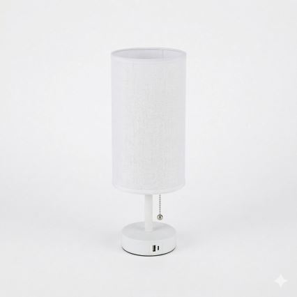 Brilagi - stalinė lempa su USB prievadu TABLON 1xE27/25W/230V balta