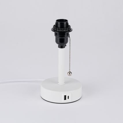 Brilagi - Stalinė lempa su USB prievadu TABLON 1xE27/25W/230V balta/smėlinė