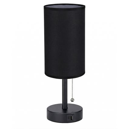 Brilagi - Stalinė lempa su USB prievadu TABLON 1xE27/25W/230V juoda