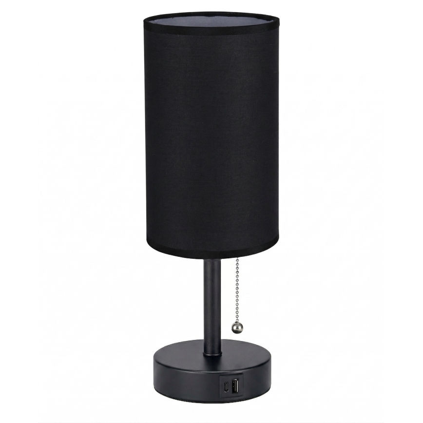 Brilagi - Stalinė lempa su USB prievadu TABLON 1xE27/25W/230V juoda