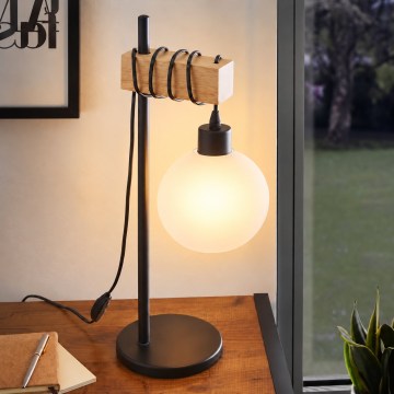 BRILAGI - Stalinė lempa WOOD GLASS 1xE27/40W/230V ruda/juoda/balta