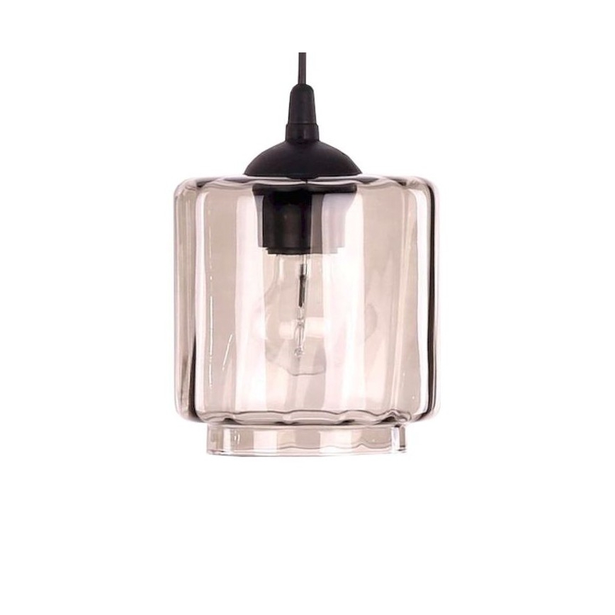BRILAGI - Stalinė lempa WOOD GLASS 1xE27/40W/230V ruda/juoda/dūminė smėlinė