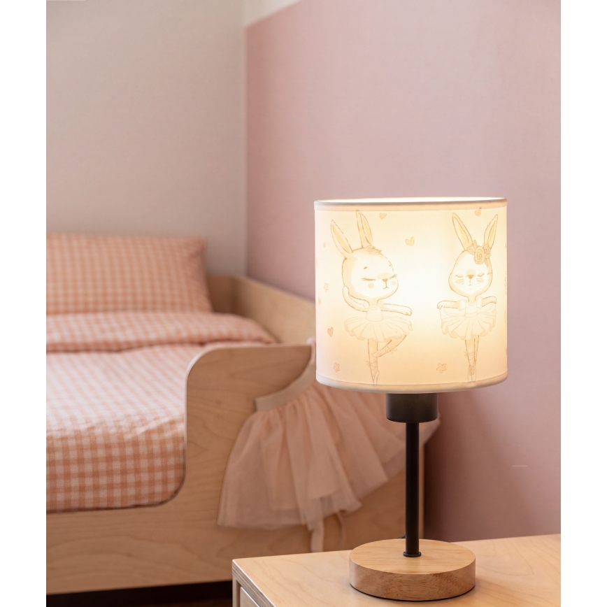 BRILAGI - Vaikiška stalinė lempa BOBO WOOD 1xE27/25W/230V ąžuolas/juoda/balta/triušiukai