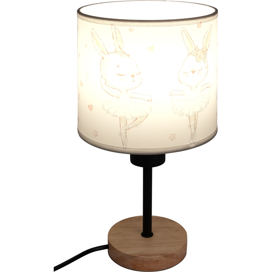 BRILAGI - Vaikiška stalinė lempa BOBO WOOD 1xE27/25W/230V ąžuolas/juoda/balta/triušiukai