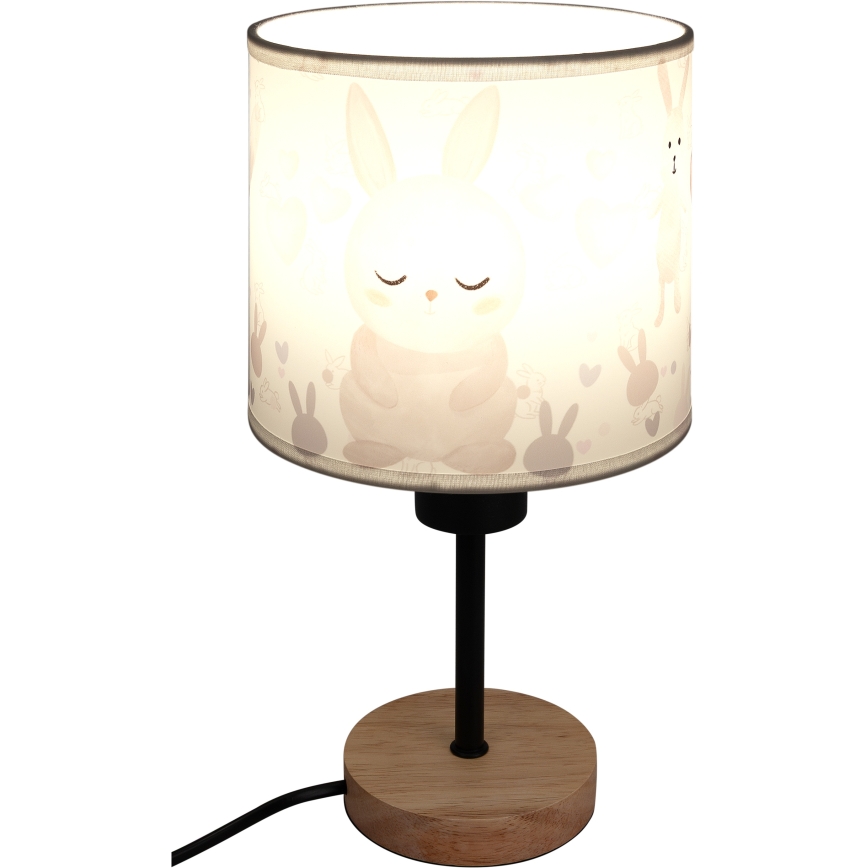 BRILAGI - Vaikiška stalinė lempa BOBO WOOD 1xE27/25W/230V ąžuolas/juoda/balta/zuikučiai