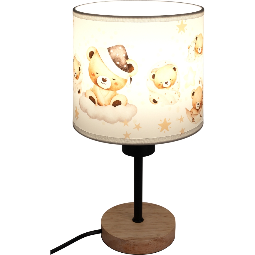 BRILAGI - Vaikiška stalinė lempa BOBO WOOD 1xE27/25W/230V ąžuolas/juoda/balta/meškiukai