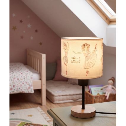 BRILAGI - Vaikiška stalinė lempa BOBO WOOD 1xE27/25W/230V ąžuolas/juoda/balta/rožinė/baletukai