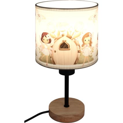 BRILAGI - Vaikiška stalinė lempa BOBO WOOD 1xE27/25W/230V ąžuolas/juoda/balta/rožinė/fėjos