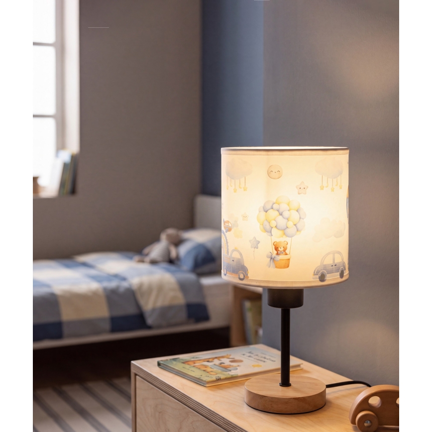 BRILAGI - Vaikiška stalo lempa BOBO WOOD 1xE27/25W/230V ąžuolas/juoda/balta/mėlyna/meškiukai