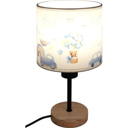 BRILAGI - Vaikiška stalo lempa BOBO WOOD 1xE27/25W/230V ąžuolas/juoda/balta/mėlyna/meškiukai