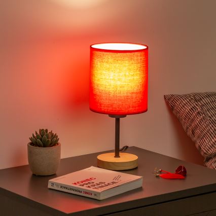 Brilagi - Stalinis šviestuvas NUBILA WOOD 1xE27/25W/230V ąžuolas/raudona