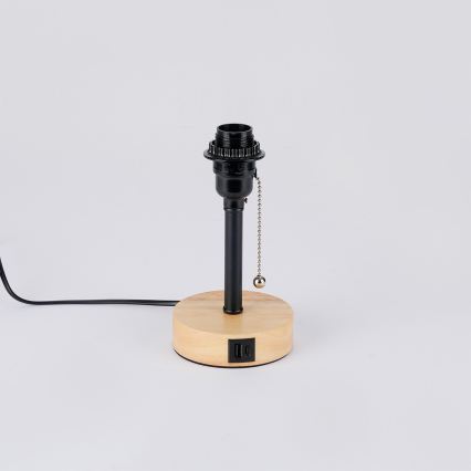 Brilagi - Stalinis šviestuvas su USB jungtimi TABLON 1xE27/25W/230V ąžuolas/juoda/balta