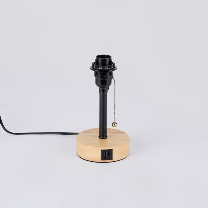 Brilagi - Stalinis šviestuvas su USB jungtimi TABLON 1xE27/25W/230V ąžuolas/juodas