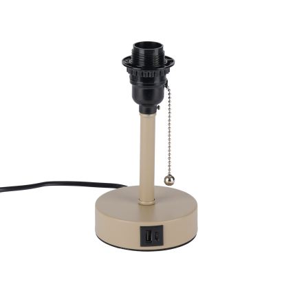 Brilagi - Stalinis šviestuvas su USB jungtimi TABLON 1xE27/25W/230V smėlinė/juoda