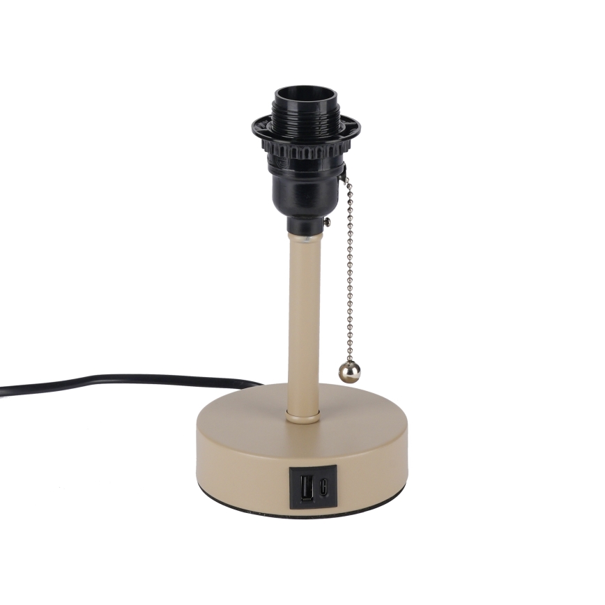 Brilagi - Stalinis šviestuvas su USB jungtimi TABLON 1xE27/25W/230V smėlinė/juoda