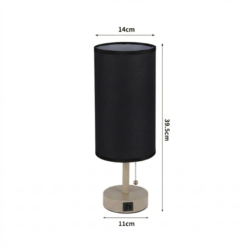 Brilagi - Stalinis šviestuvas su USB jungtimi TABLON 1xE27/25W/230V smėlinė/juoda