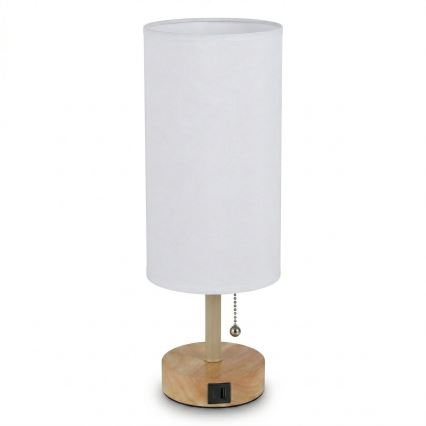 Brilagi - Stalinis šviestuvas su USB lizdu TABLON 1xE27/25W/230V ąžuolas/smėlinė/balta