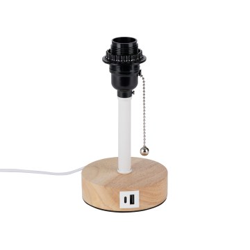 Brilagi - stalinis šviestuvas su USB prievadu TABLON 1xE27/25W/230V ąžuolas/balta