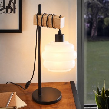 BRILAGI - Stalinis šviestuvas WOOD GLASS 1xE27/40W/230V ruda/juoda/balta