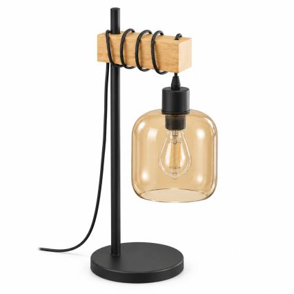 BRILAGI - Stalinis šviestuvas WOOD GLASS 1xE27/40W/230V ruda/juoda/dūminė ruda