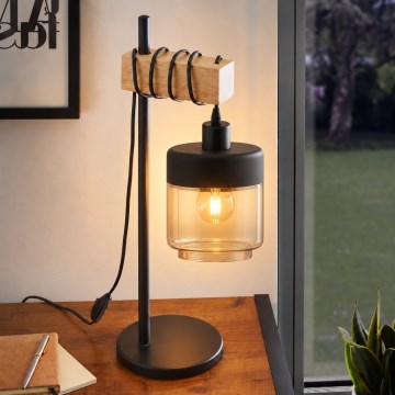 BRILAGI - Stalinis šviestuvas WOOD GLASS 1xE27/40W/230V ruda/juoda/dūminė smėlio spalva