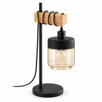BRILAGI - Stalinis šviestuvas WOOD GLASS 1xE27/40W/230V ruda/juoda/dūminė smėlio spalva