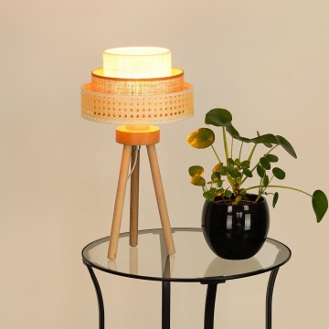Brilagi - Stalo lempa CEDAR LUNETA 1xE27/15W/230V rotangas/ruda/kremas