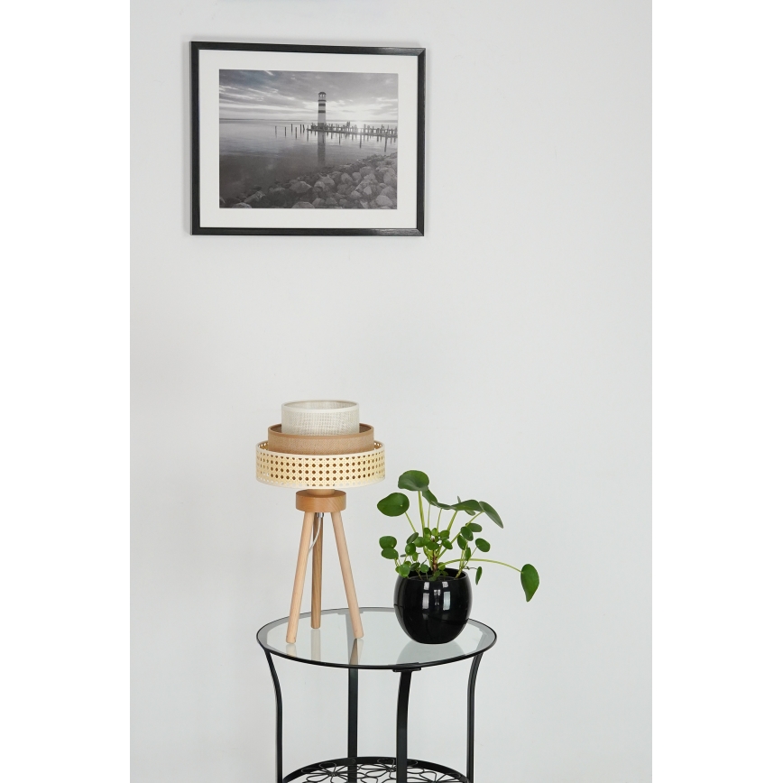 Brilagi - Stalo lempa CEDAR LUNETA 1xE27/15W/230V rotangas/ruda/kremas