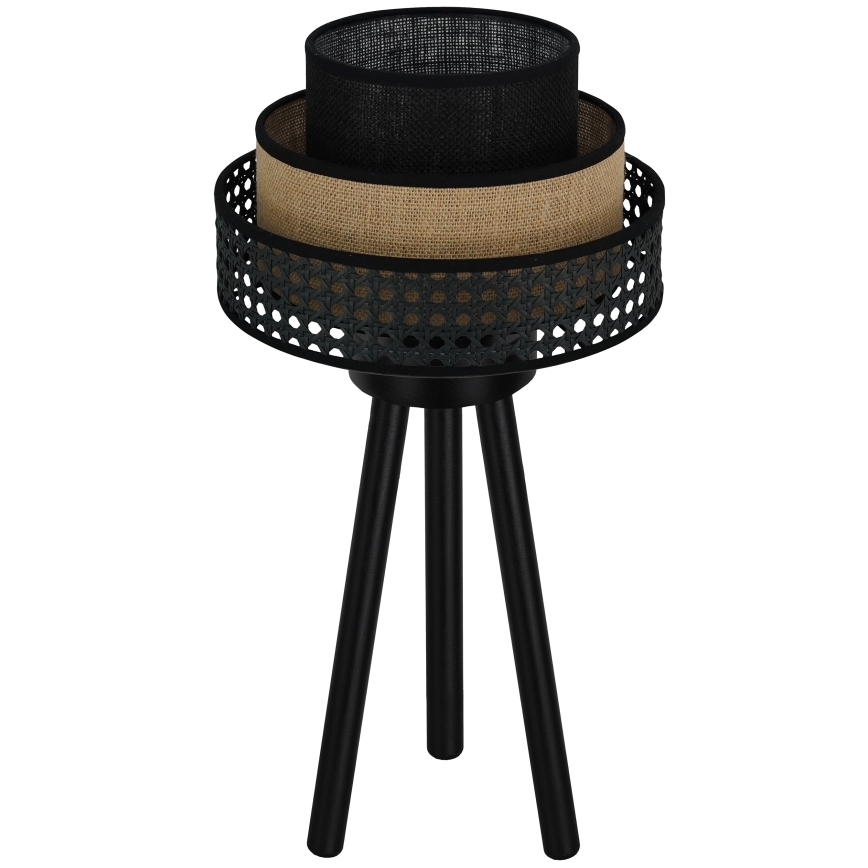 Brilagi - Stalo lempa DAKOTA LUNETA 1xE27/15W/230V juoda/rotangas