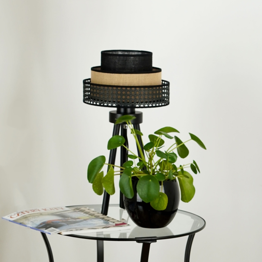 Brilagi - Stalo lempa DAKOTA LUNETA 1xE27/15W/230V juoda/rotangas