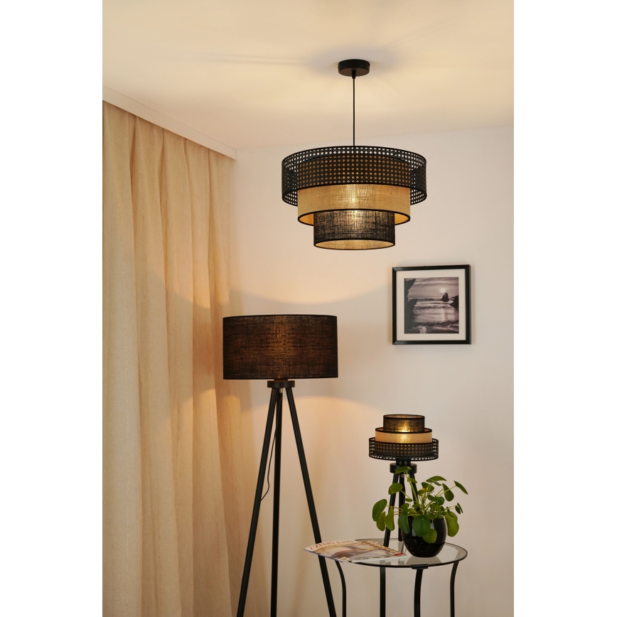 Brilagi - Stalo lempa DAKOTA LUNETA 1xE27/15W/230V juoda/rotangas