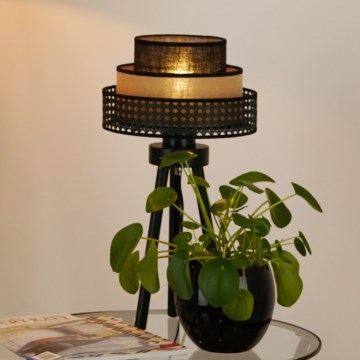 Brilagi - Stalo lempa DAKOTA LUNETA 1xE27/15W/230V juoda/rotangas