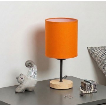 Brilagi - Stalo lempa NUBILA WOOD 1xE27/25W/230V ąžuolas/juoda/oranžinė