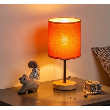 Brilagi - Stalo lempa NUBILA WOOD 1xE27/25W/230V ąžuolas/juoda/oranžinė