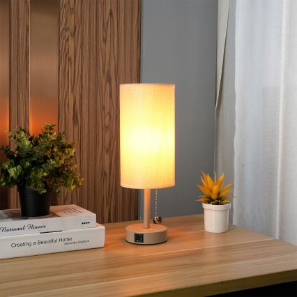 Brilagi - Stalo lempa su USB prievadu TABLON 1xE27/25W/230V smėlinė
