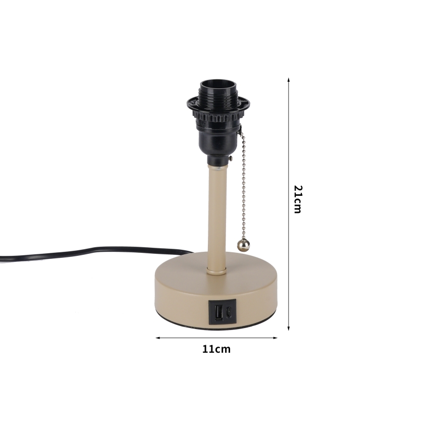 Brilagi - Stalo lempa su USB prievadu TABLON 1xE27/25W/230V smėlio spalvos