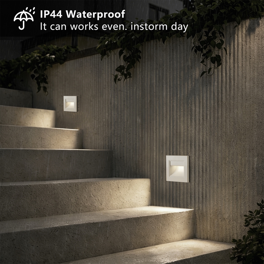 Brilagi - STEP LIGHT LED laiptų šviestuvas, 1,5 W, 230 V, IP44, baltas