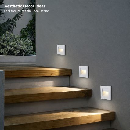 Brilagi - STEP LIGHT LED laiptų šviestuvas, 1,5 W, 230 V, IP44, baltas