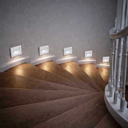 Brilagi - STEP LIGHT LED laiptų šviestuvas, 1,5 W, 230 V, IP44, baltas