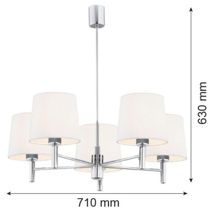 Brilagi - Šviestuvas ant stiebo MONTE 5xE27/15W/230V kreminė/blizgus chromas