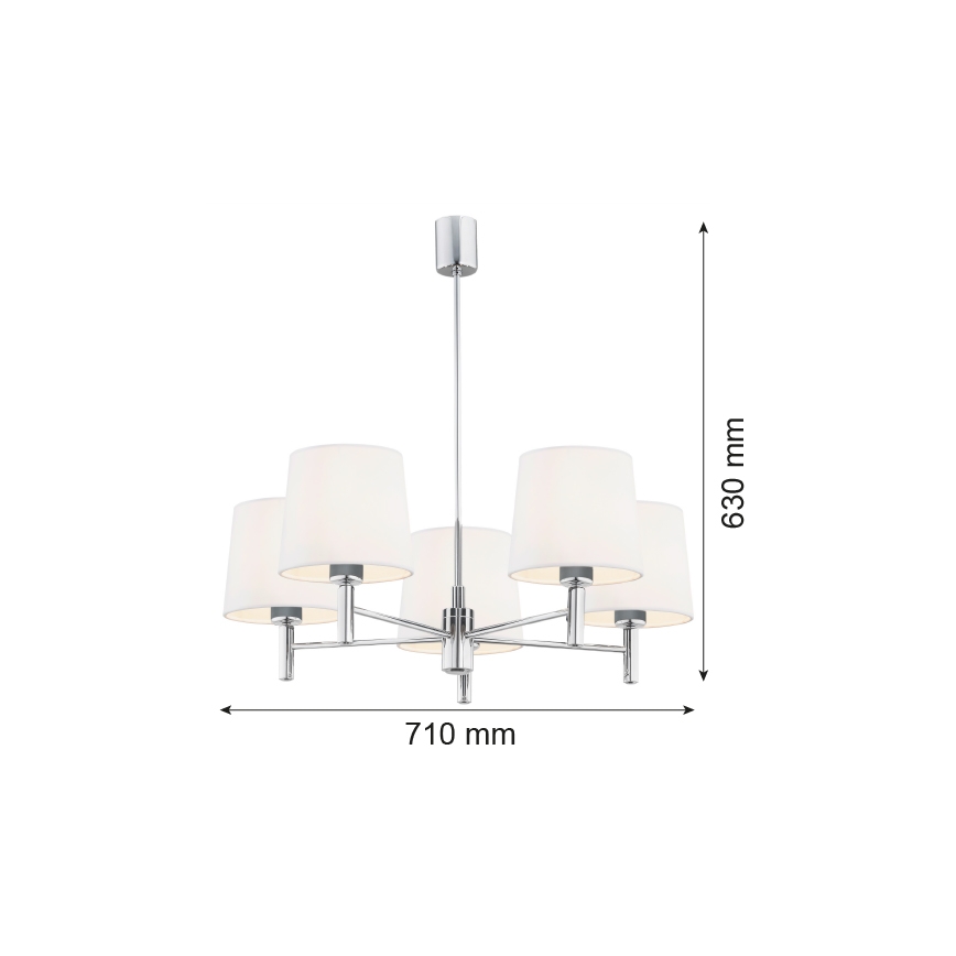 Brilagi - Šviestuvas ant stiebo MONTE 5xE27/15W/230V kreminė/blizgus chromas