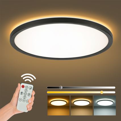 Brilagi - dimeriuojamas LED lubinis šviestuvas ULTRA SLIM LED/24W/230V 2700–6500K skersmuo 42 cm juodas + nuotolinio valdymo pultas