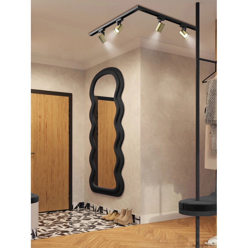 Brilagi - Taškinis šviestuvas ant bėgelio HUSKY 4xGU10/10W/230V juoda/auksinė