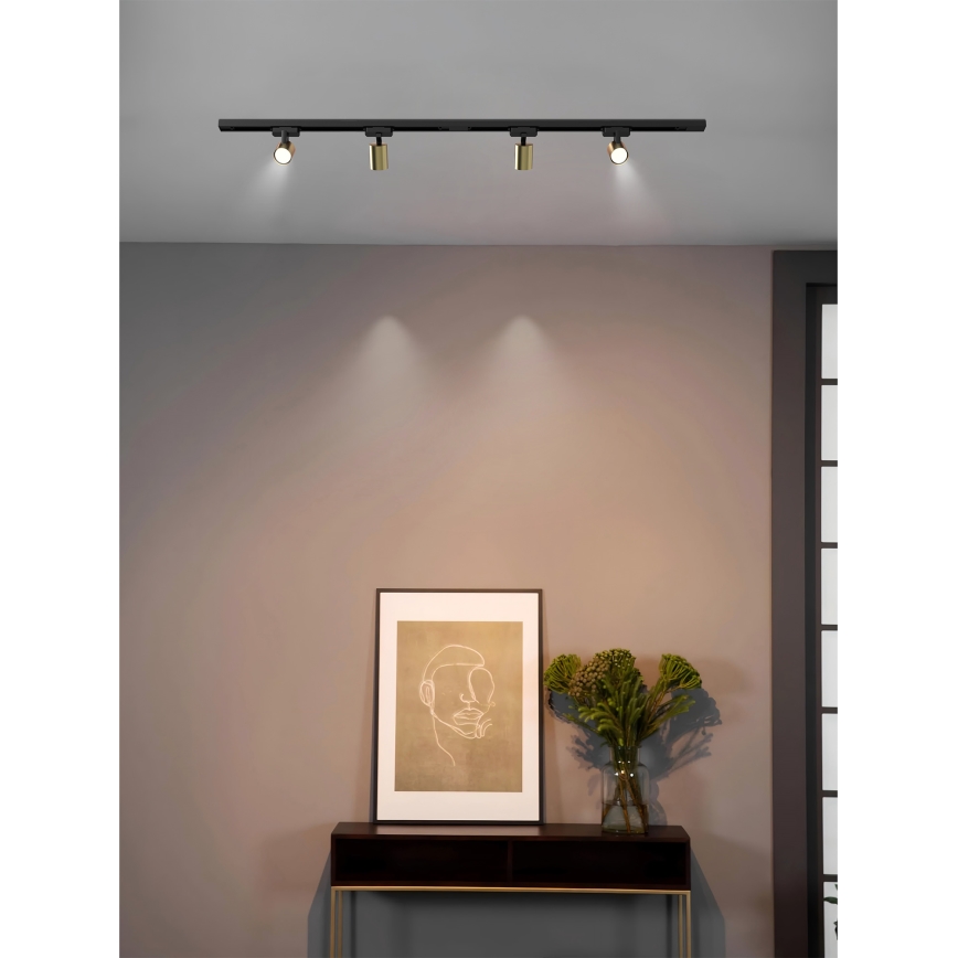 Brilagi - Taškinis šviestuvas ant bėgelio HUSKY 4xGU10/10W/230V juoda/auksinė