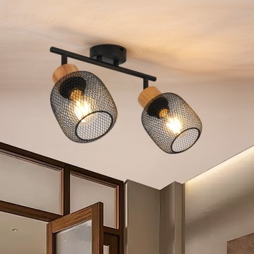 Brilagi - Taškinis šviestuvas BASKLITE 2xE27/15W/230V kaučiukmedis/juoda