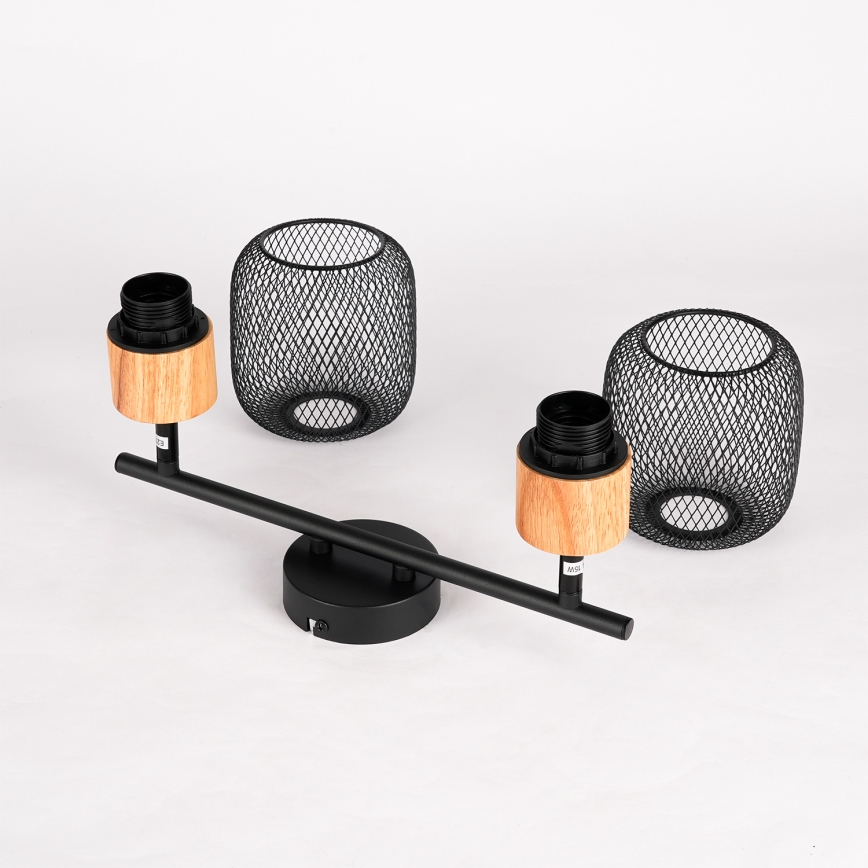 Brilagi - Taškinis šviestuvas BASKLITE 2xE27/15W/230V kaučiukmedis/juoda