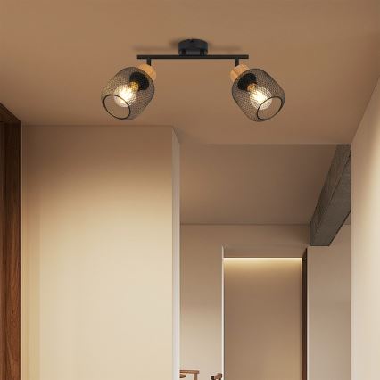 Brilagi - Taškinis šviestuvas BASKLITE 2xE27/15W/230V medinis/juodas