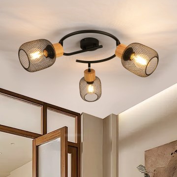 Brilagi - Taškinis šviestuvas BASKLITE 3xE27/15W/230V kaučiukmedis/juoda