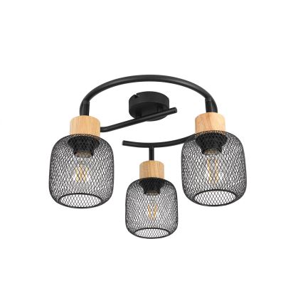 Brilagi - Taškinis šviestuvas BASKLITE 3xE27/15W/230V kaučiukmedis/juoda