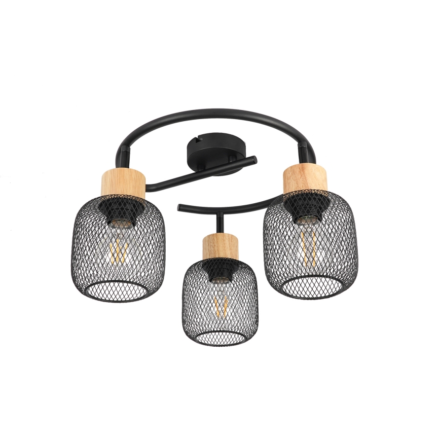 Brilagi - Taškinis šviestuvas BASKLITE 3xE27/15W/230V kaučiukmedis/juoda